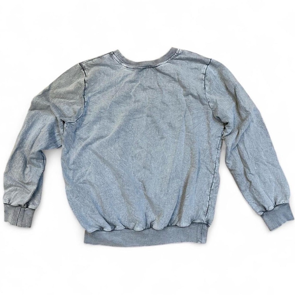 Solitaire 100% Cotton Faded Grey Floral Embroidered Crewneck Sweater size Large - Picture 5 of 7